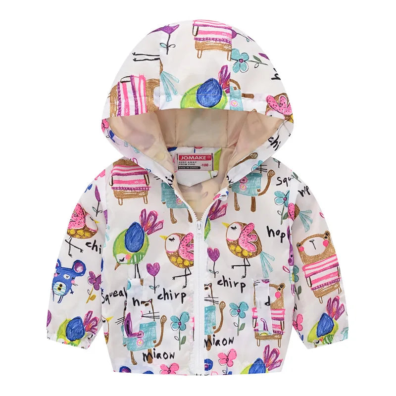Kids Printed Windbreaker Jacket – Hooded Coat for Boys & Girls (2–6 Years)
