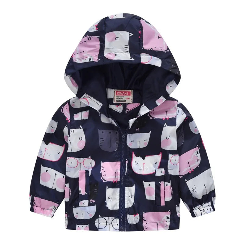 Kids Printed Windbreaker Jacket – Hooded Coat for Boys & Girls (2–6 Years)