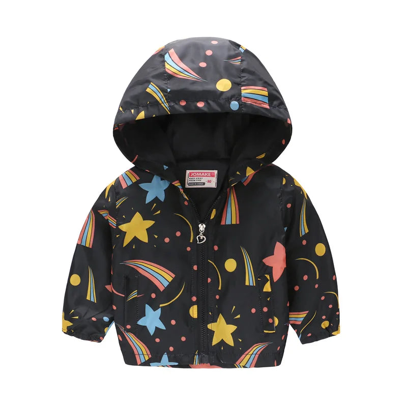 Kids Printed Windbreaker Jacket – Hooded Coat for Boys & Girls (2–6 Years)