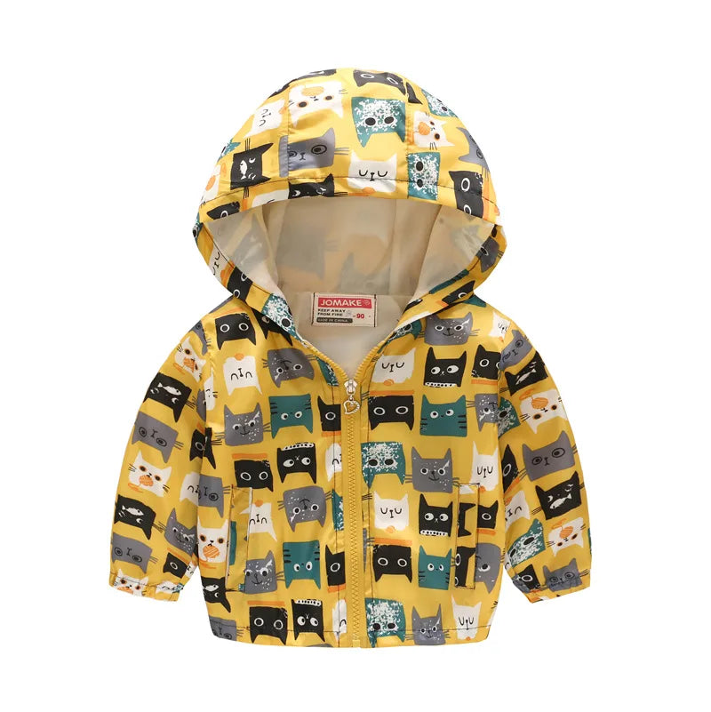 Kids Printed Windbreaker Jacket – Hooded Coat for Boys & Girls (2–6 Years)