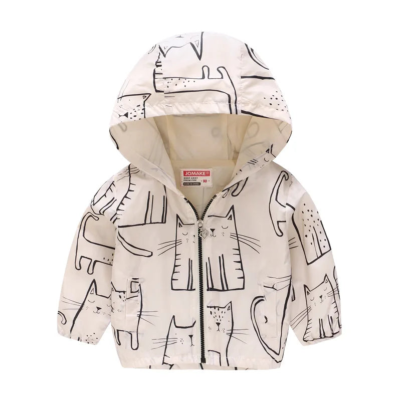 Kids Printed Windbreaker Jacket – Hooded Coat for Boys & Girls (2–6 Years)