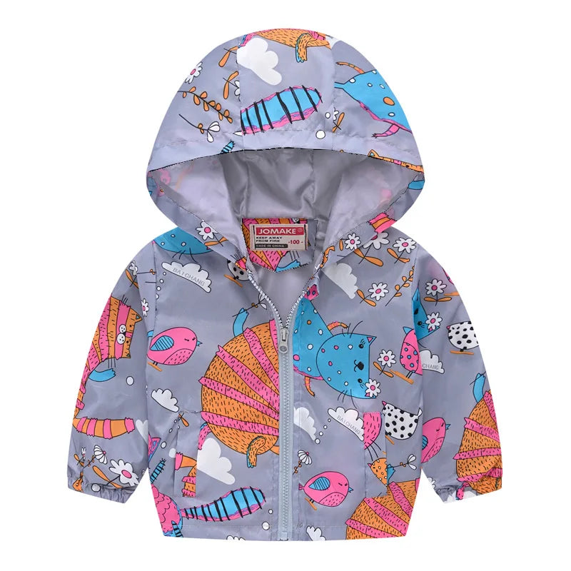 Kids Printed Windbreaker Jacket – Hooded Coat for Boys & Girls (2–6 Years)