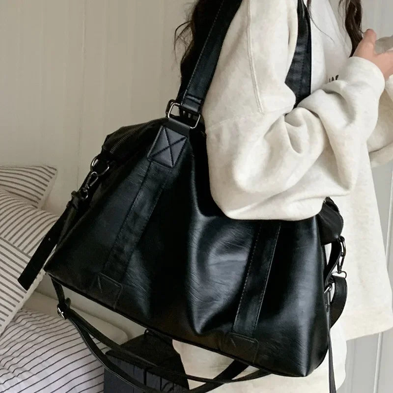 Women's Fashion Tote Bag – Solid Vintage Shoulder & Crossbody Handbag