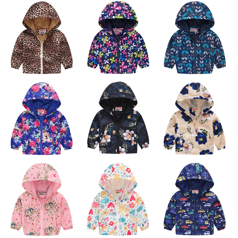 Kids Printed Windbreaker Jacket – Hooded Coat for Boys & Girls (2–6 Years)