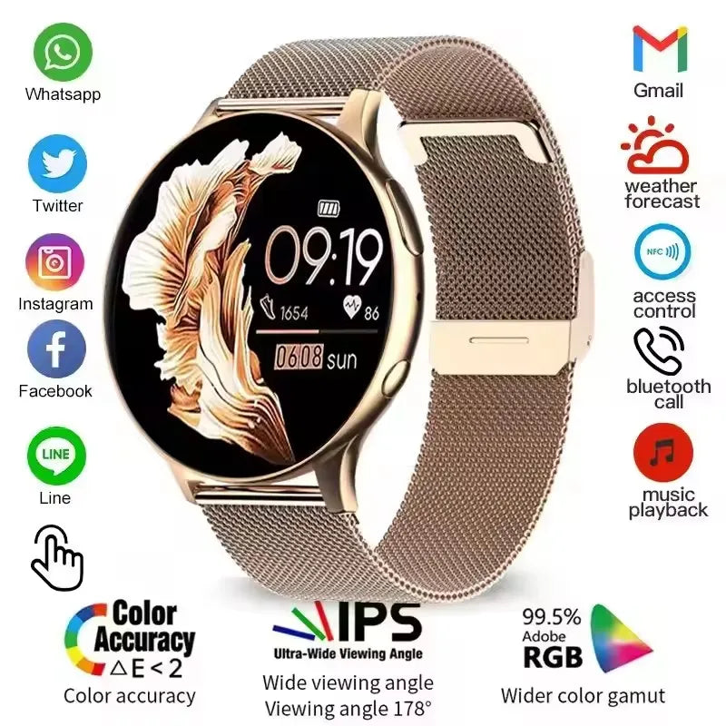 Women's Smartwatch – Health Monitoring, Bluetooth Call & Waterproof Sports Watch