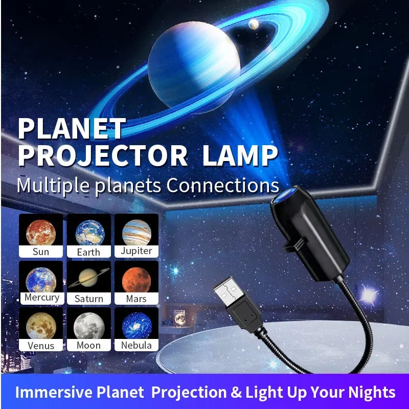 LED Galaxy Star Projector Lamp – Moon & Earth Night Light | 10 Modes