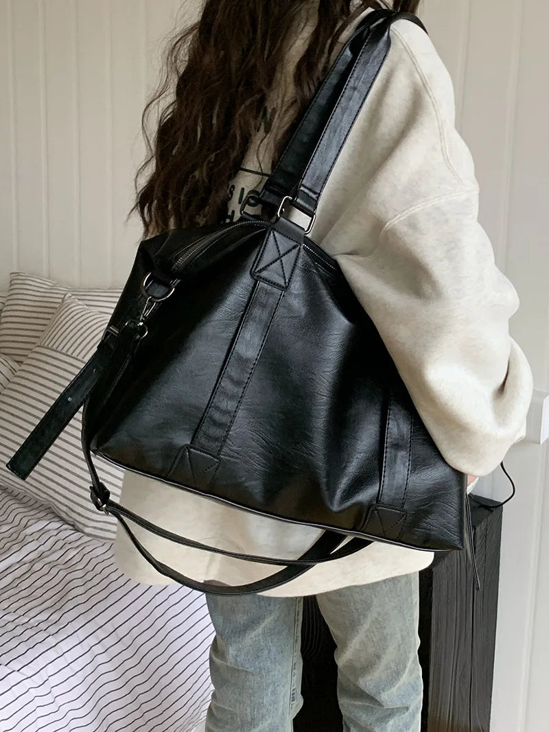 Women's Fashion Tote Bag – Solid Vintage Shoulder & Crossbody Handbag
