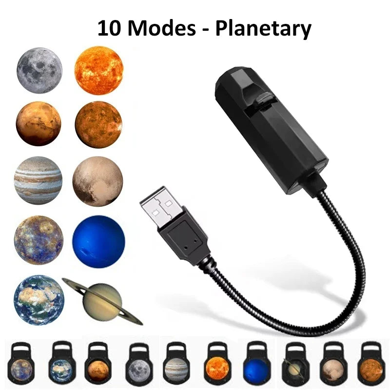 LED Galaxy Star Projector Lamp – Moon & Earth Night Light | 10 Modes
