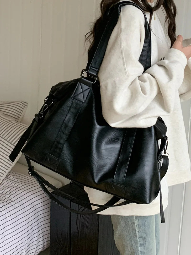 Women's Fashion Tote Bag – Solid Vintage Shoulder & Crossbody Handbag