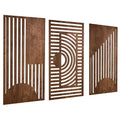 3 Pcs Geometric Wood Wall Art Decor, Wooden Minimalist Wall Hanging Decor, 3D Hollow Carved Craft Art Set, Boho Abstract