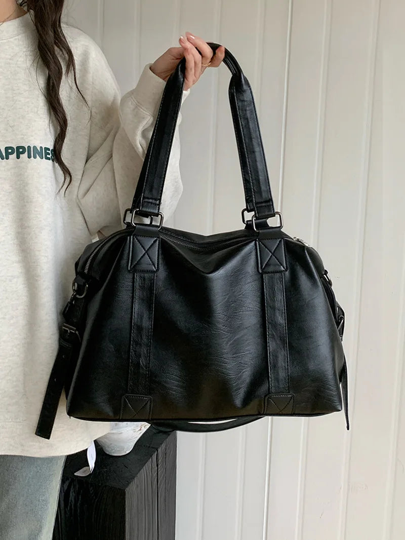 Women's Fashion Tote Bag – Solid Vintage Shoulder & Crossbody Handbag