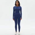 Women's 2-Piece Seamless Workout Set – Long Sleeve Top & High Waist Leggings