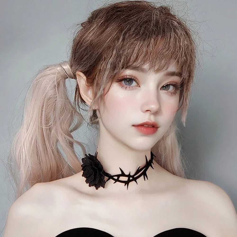 Women’s Gothic Rose Thorn Choker Necklace – Black Lace Floral Necklace for Halloween & Parties