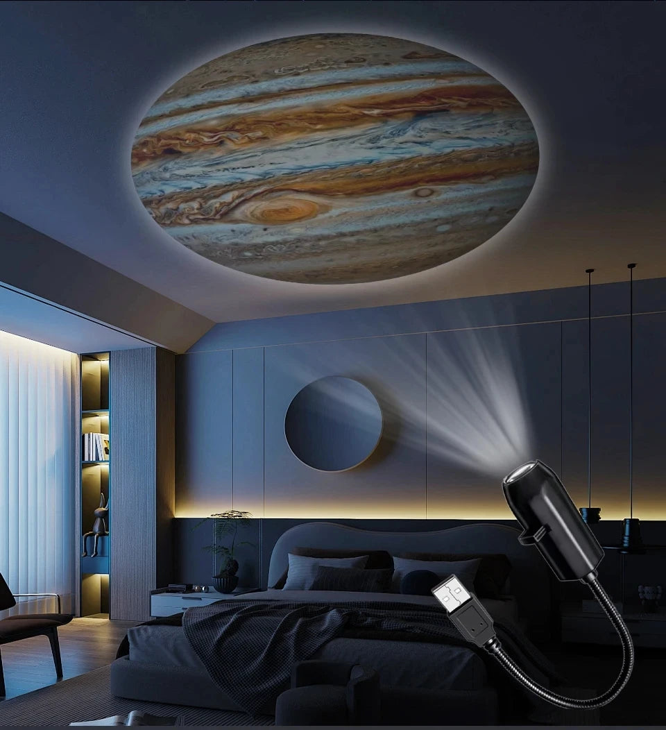 LED Galaxy Star Projector Lamp – Moon & Earth Night Light | 10 Modes
