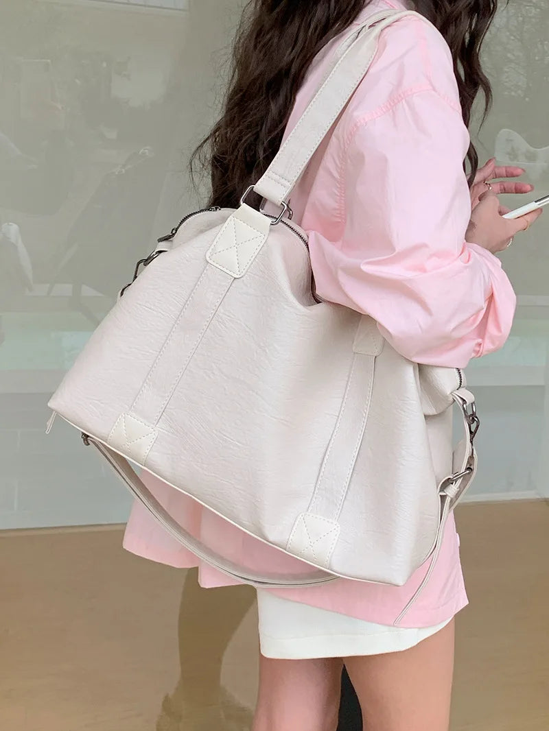 Women's Fashion Tote Bag – Solid Vintage Shoulder & Crossbody Handbag