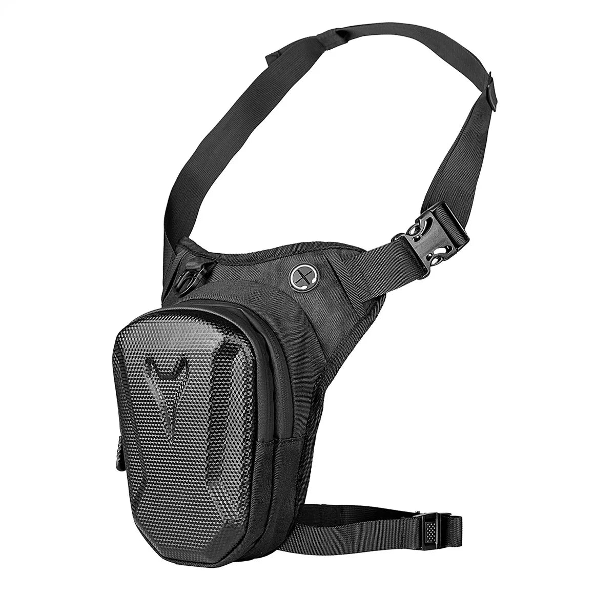 Waterproof Motorcycle Leg Bag | Rider Waist Crossbody Pack | EVA Hard Shell | Black