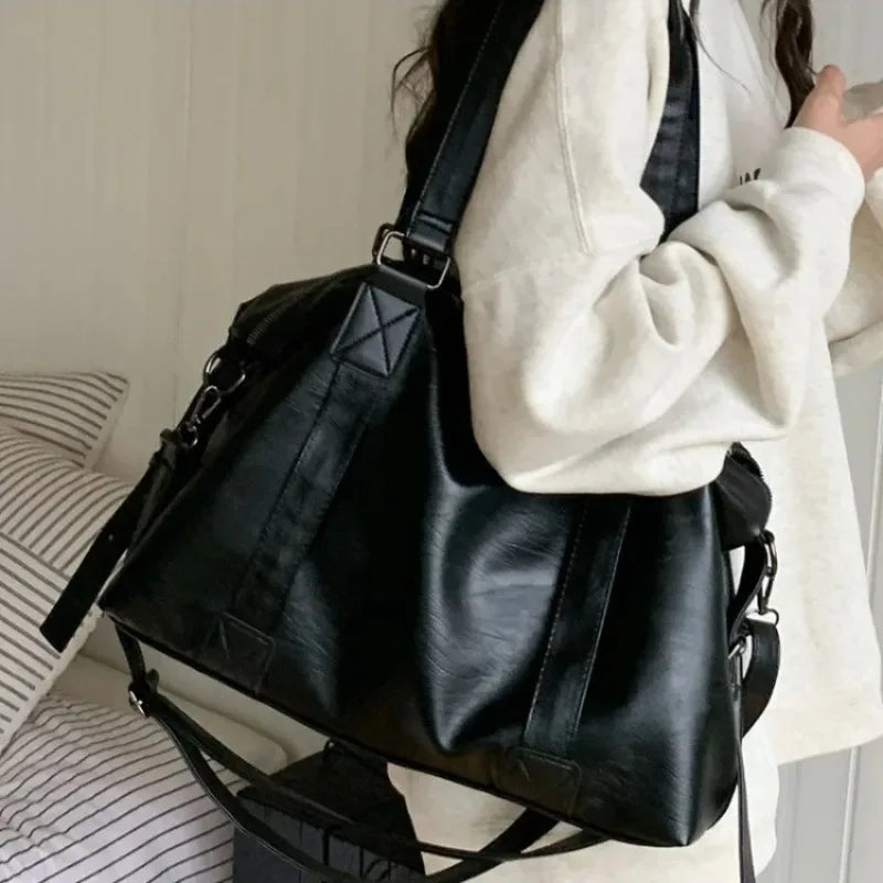 Women's Fashion Tote Bag – Solid Vintage Shoulder & Crossbody Handbag