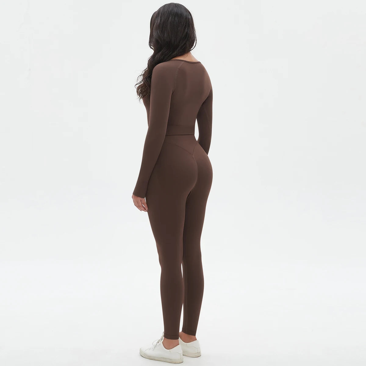 Women's 2-Piece Seamless Workout Set – Long Sleeve Top & High Waist Leggings