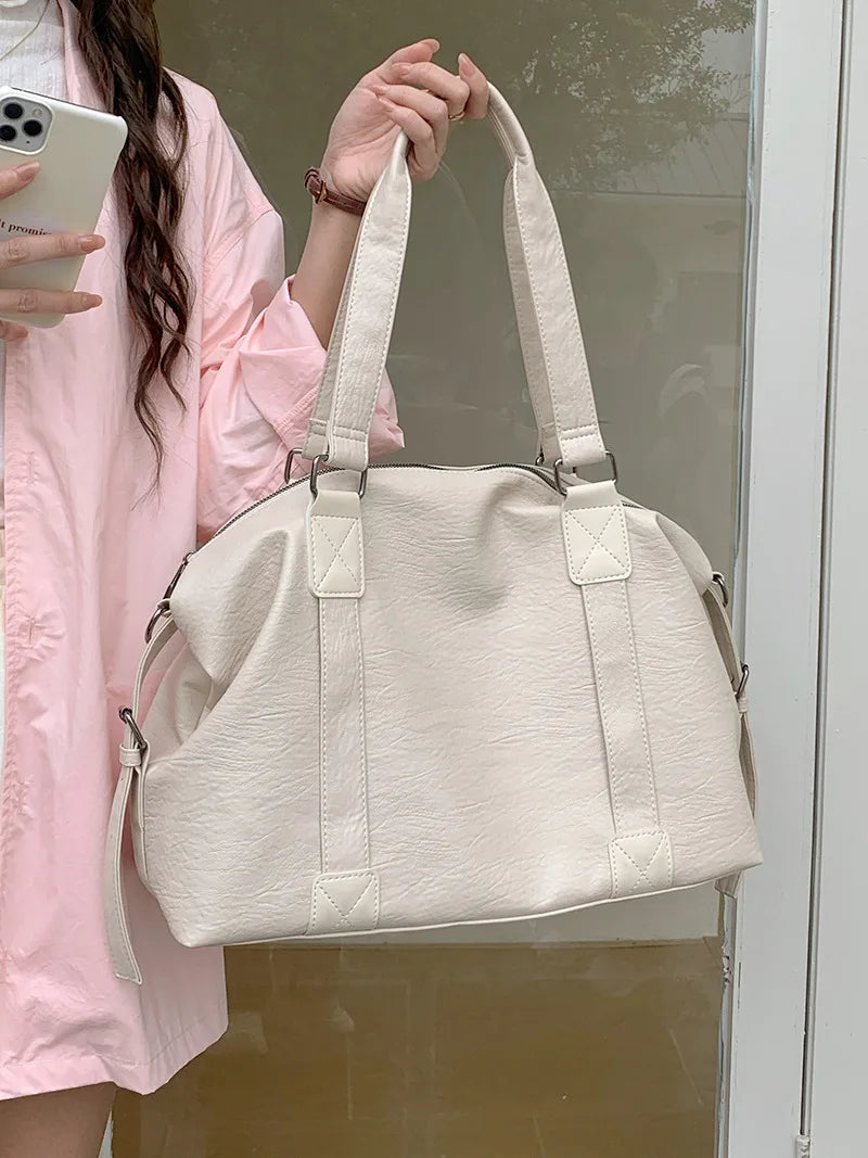 Women's Fashion Tote Bag – Solid Vintage Shoulder & Crossbody Handbag