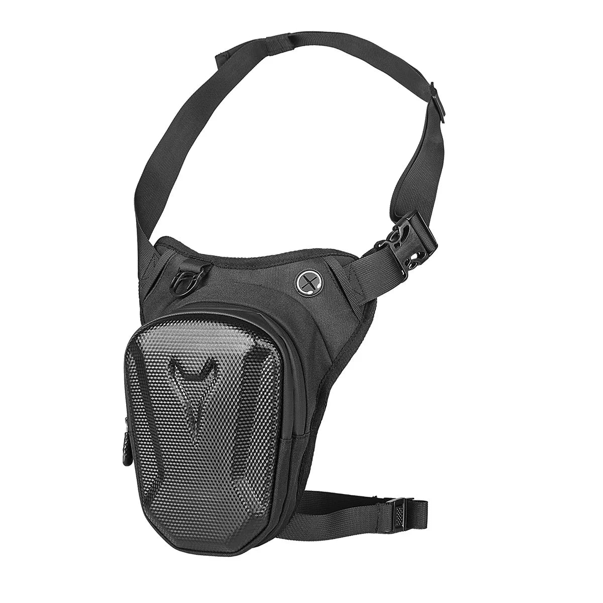 Waterproof Motorcycle Leg Bag | Rider Waist Crossbody Pack | EVA Hard Shell | Black