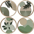4 Piece Bohemian Wall Art Set - Wooden Geometric Hanging Decor for Baby Room & Farmhouse