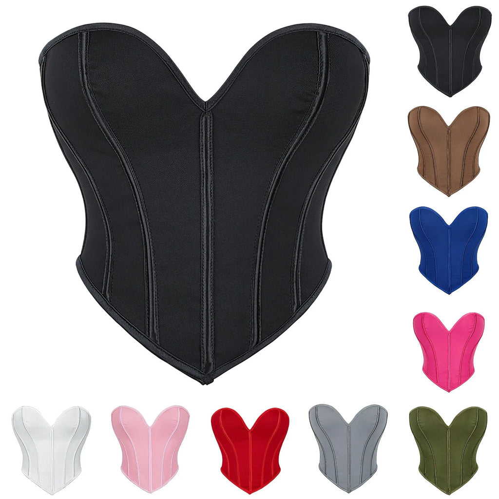 Women's Strapless Bustier Corset Crop Top – Boned Tube Top