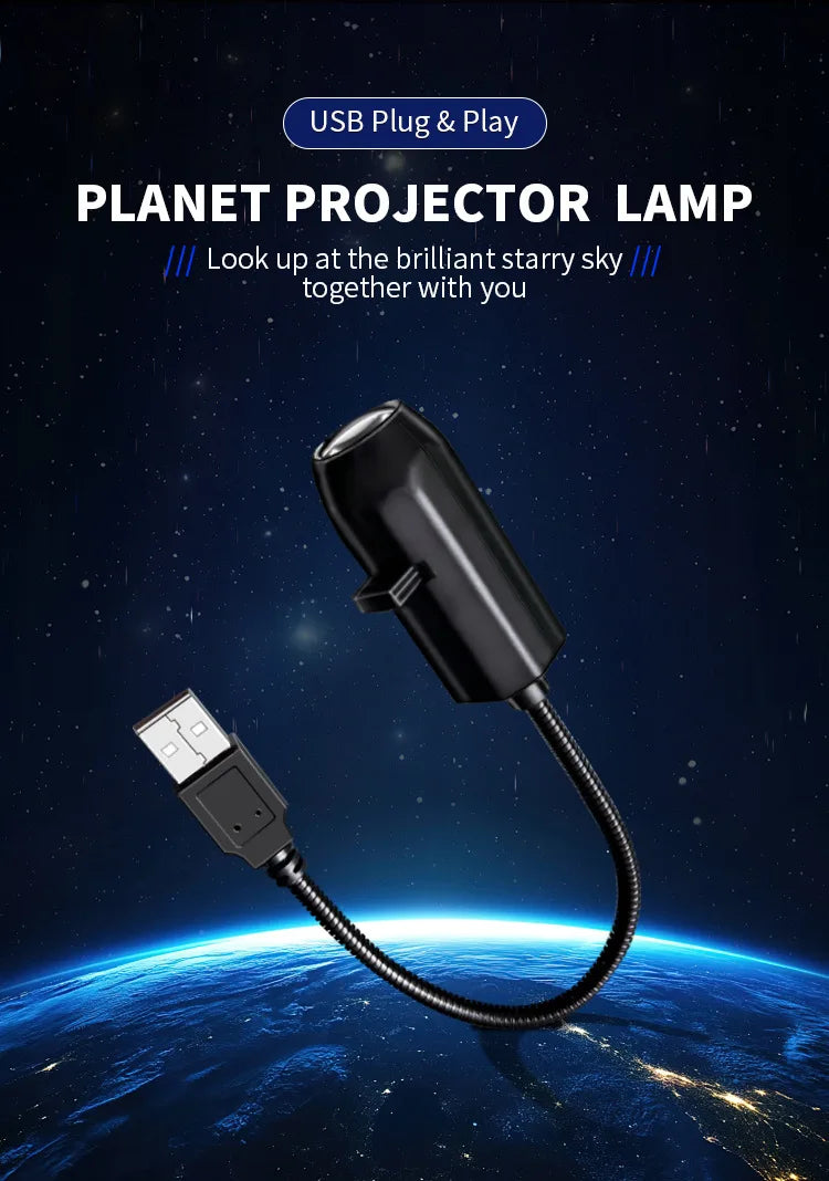 LED Galaxy Star Projector Lamp – Moon & Earth Night Light | 10 Modes