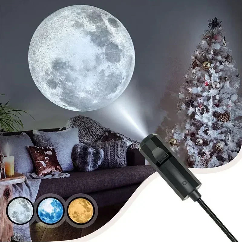 LED Galaxy Star Projector Lamp – Moon & Earth Night Light | 10 Modes