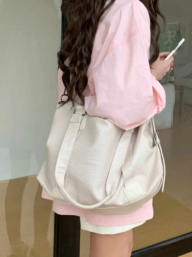 Women's Fashion Tote Bag – Solid Vintage Shoulder & Crossbody Handbag