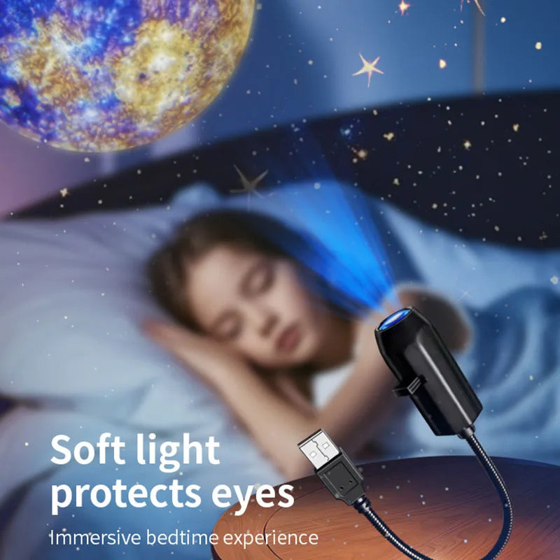 LED Galaxy Star Projector Lamp – Moon & Earth Night Light | 10 Modes