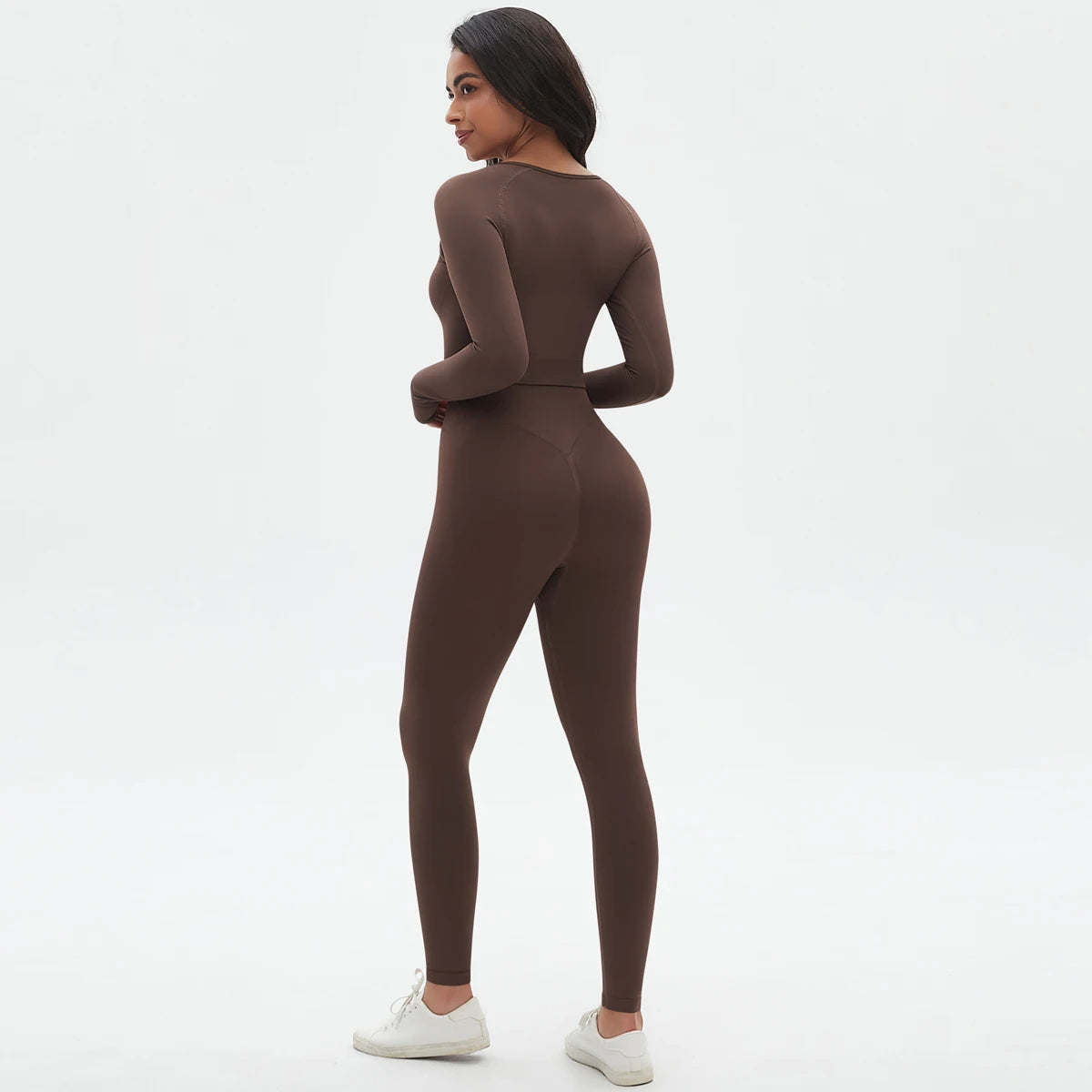 Women's 2-Piece Seamless Workout Set – Long Sleeve Top & High Waist Leggings