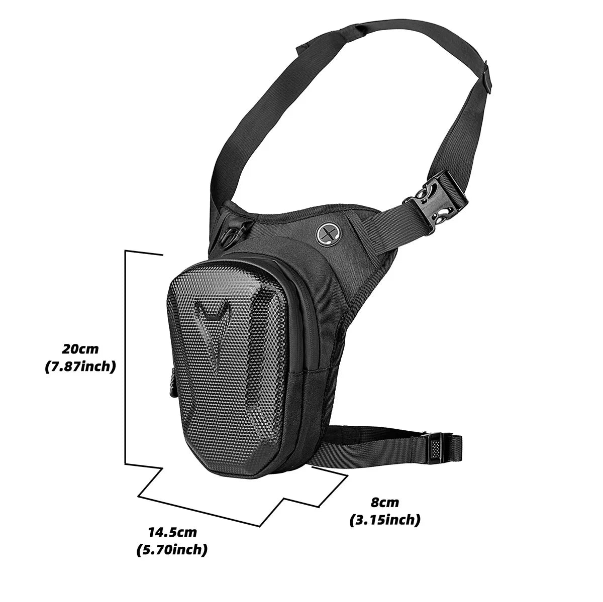 Waterproof Motorcycle Leg Bag | Rider Waist Crossbody Pack | EVA Hard Shell | Black