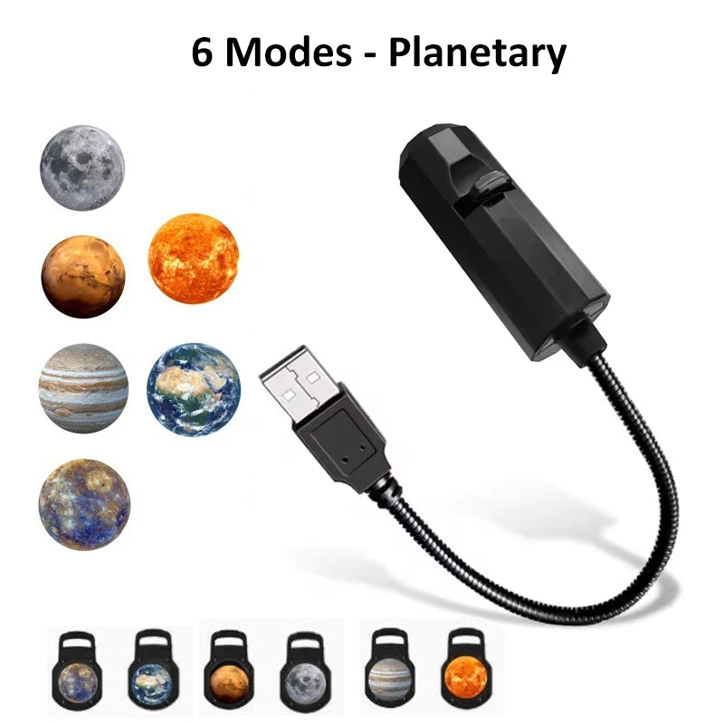 LED Galaxy Star Projector Lamp – Moon & Earth Night Light | 10 Modes