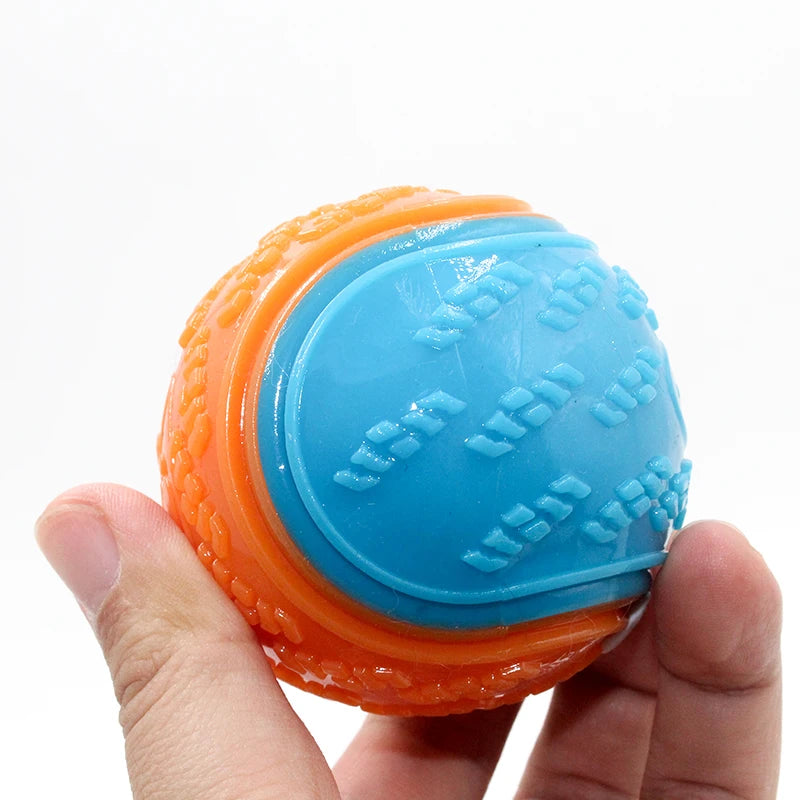 Dog Interactive Squeaky Ball Toy – Soft TPR Teeth Cleaning Chew Toy