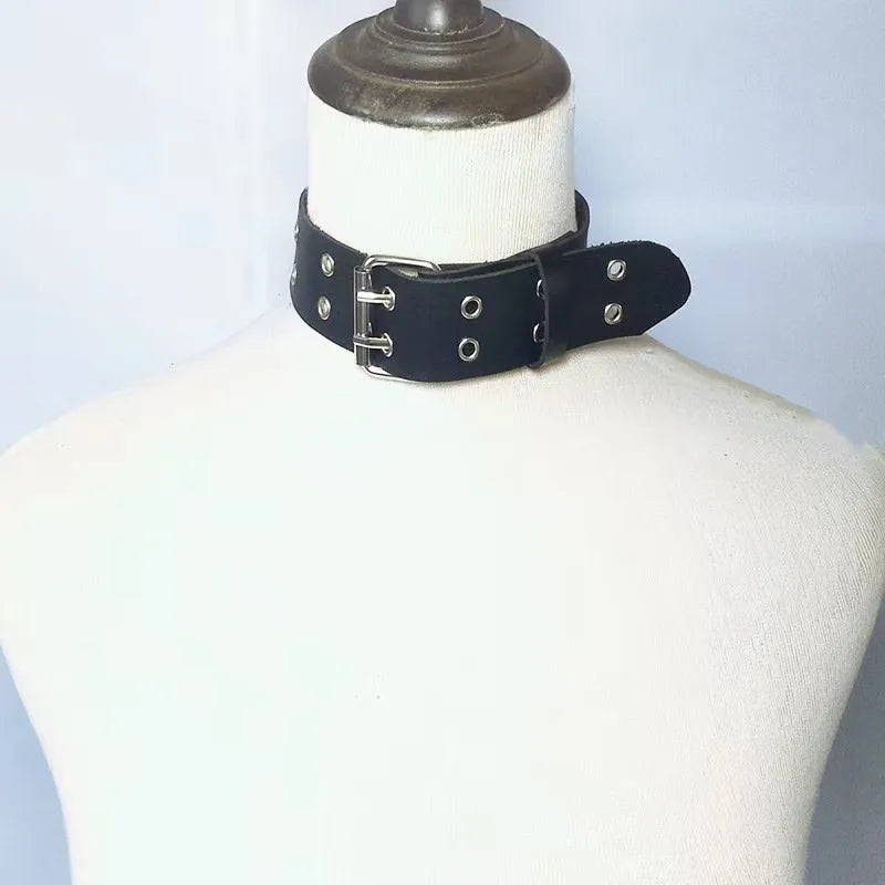 Women's Punk Leather Rivet Collar Necklace