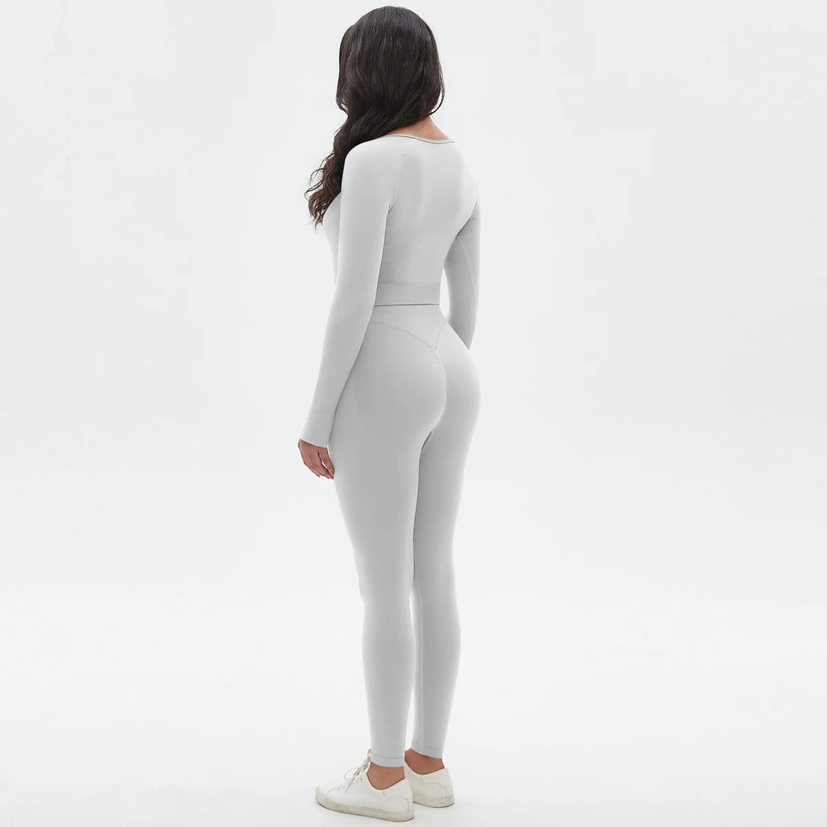 Women's 2-Piece Seamless Workout Set – Long Sleeve Top & High Waist Leggings