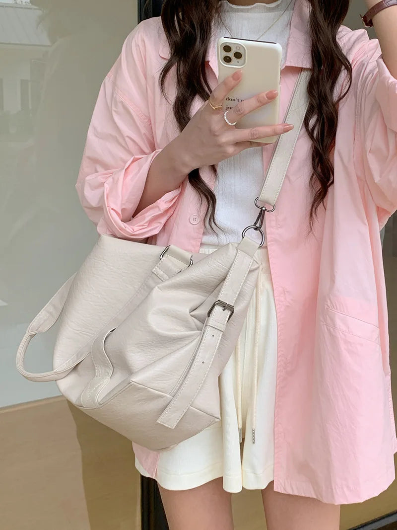Women's Fashion Tote Bag – Solid Vintage Shoulder & Crossbody Handbag