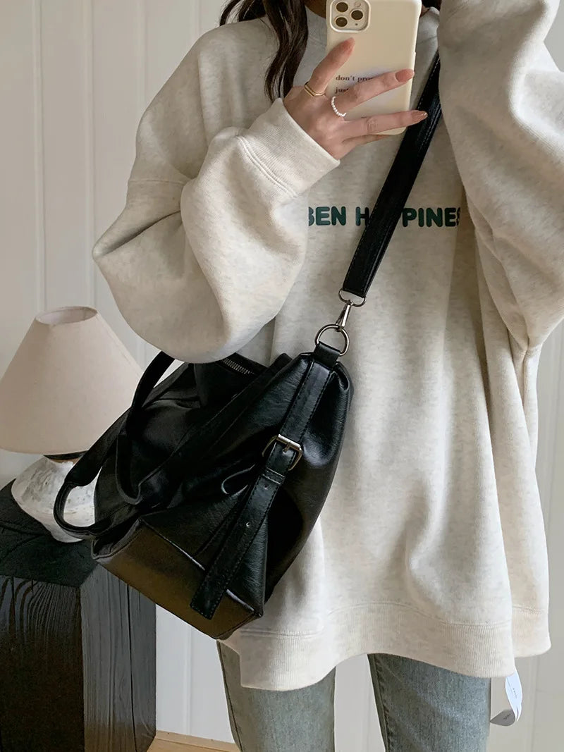 Women's Fashion Tote Bag – Solid Vintage Shoulder & Crossbody Handbag