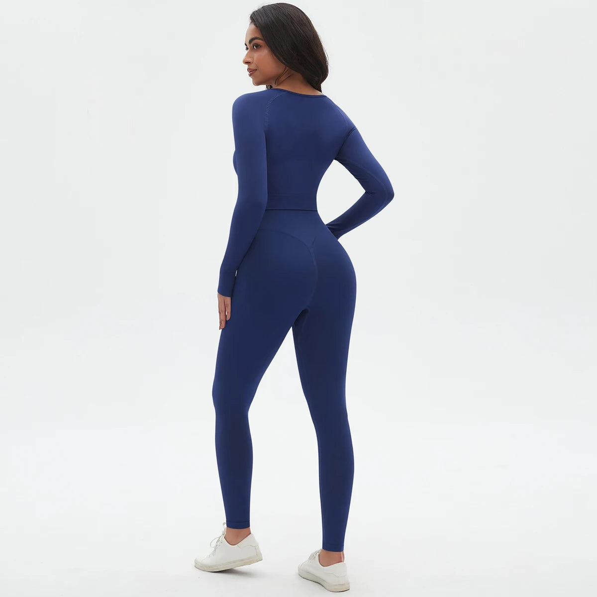 Women's 2-Piece Seamless Workout Set – Long Sleeve Top & High Waist Leggings