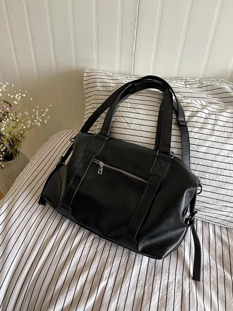 Women's Fashion Tote Bag – Solid Vintage Shoulder & Crossbody Handbag