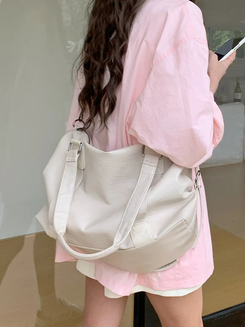 Women's Fashion Tote Bag – Solid Vintage Shoulder & Crossbody Handbag