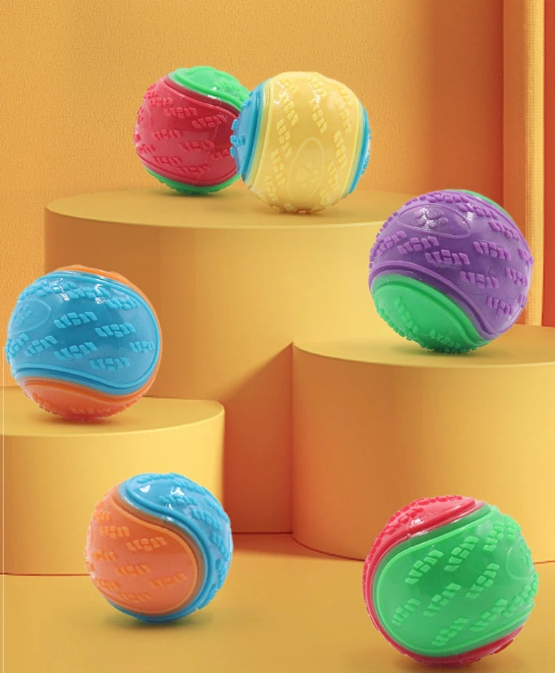 Dog Interactive Squeaky Ball Toy – Soft TPR Teeth Cleaning Chew Toy