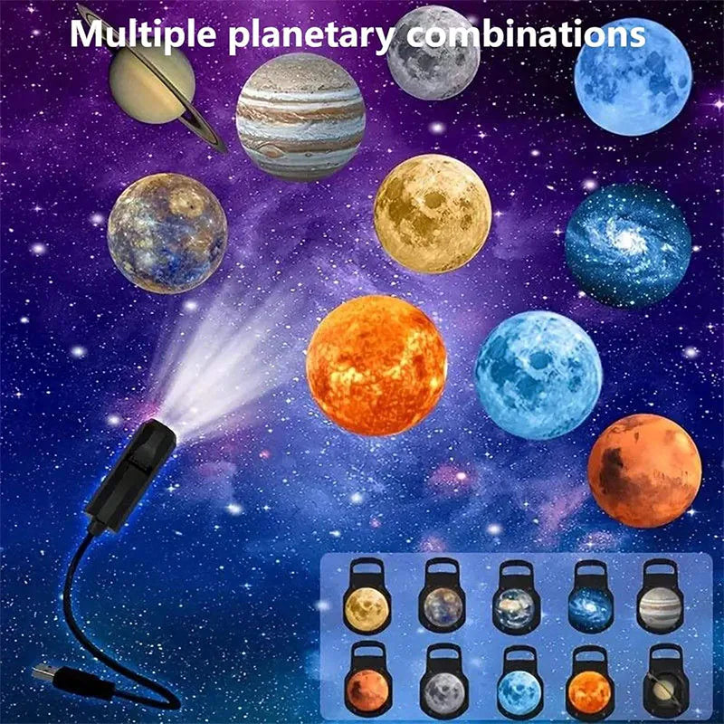 LED Galaxy Star Projector Lamp – Moon & Earth Night Light | 10 Modes
