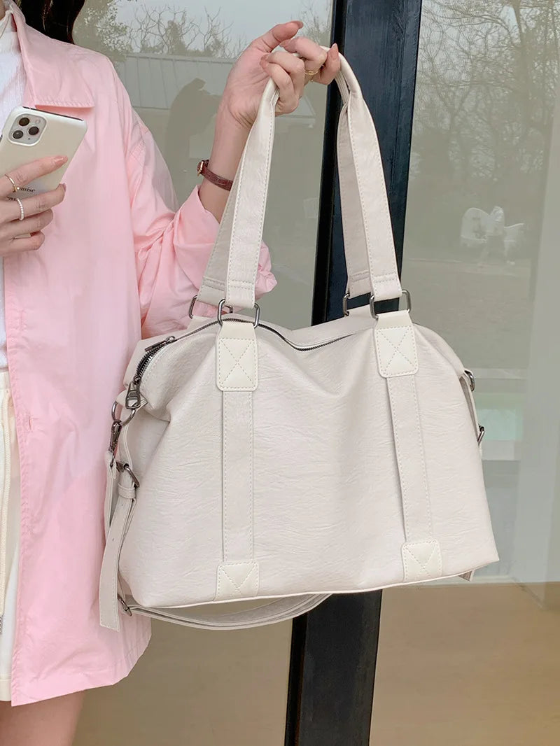 Women's Fashion Tote Bag – Solid Vintage Shoulder & Crossbody Handbag